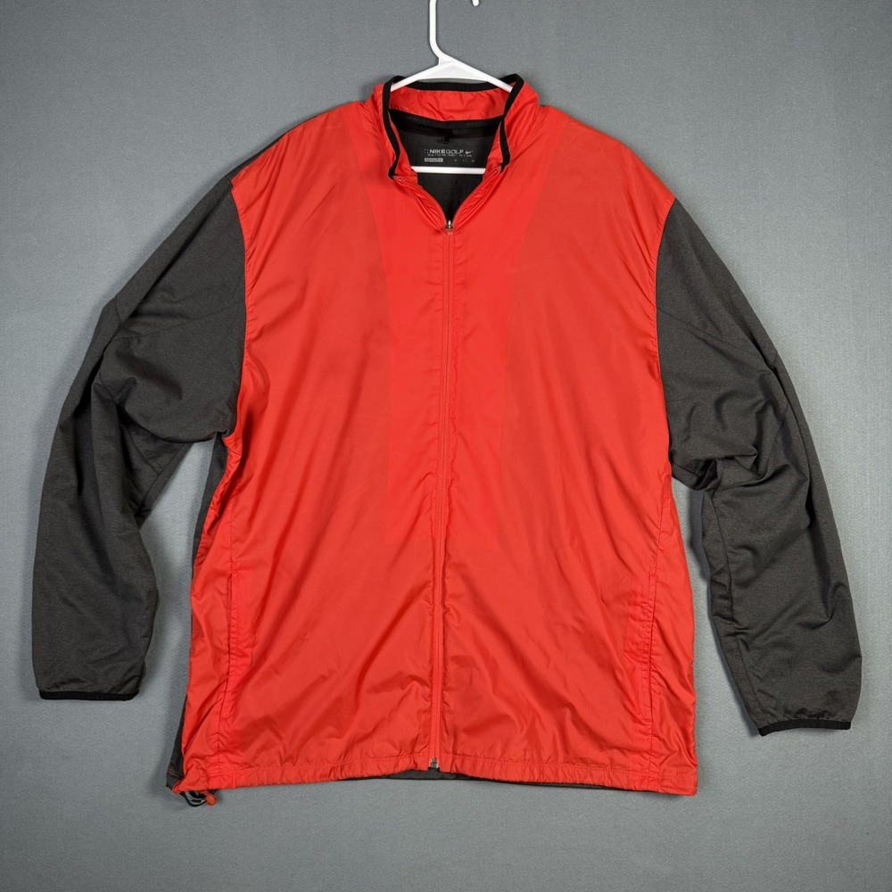 Nike Golf Mens 2XL Full Zip Performance Jacket Red Gray Lightweight Golf XXL